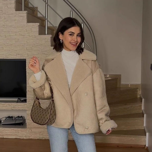 Women's Elegant Suede Veet Warm Fur Jackets