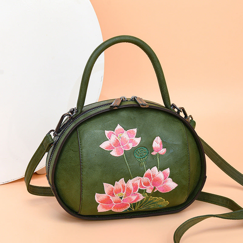 Women's Chinese Style Size Embroidered Lotus Ethnic Handbags