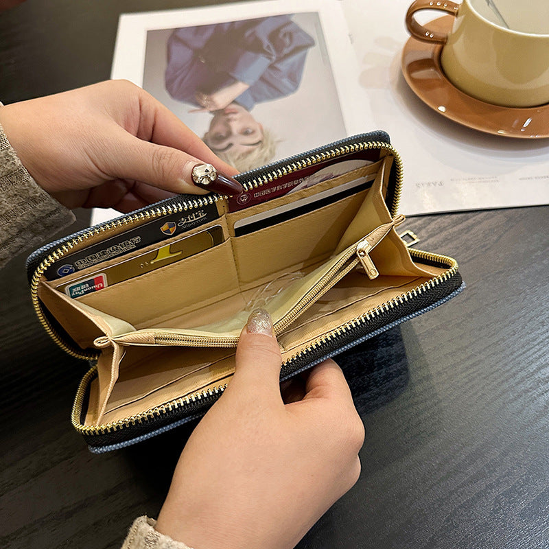 Women's Canvas Long Simple Zipper Large Capacity Ladies Wallets