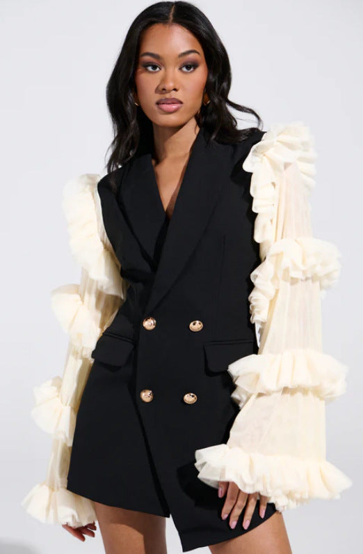 Women's Niche Autumn Three-dimensional Design Temperament Mid-length Blazers