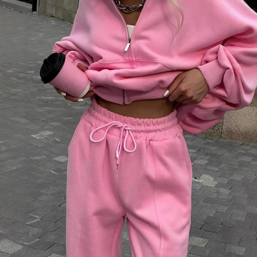 Women's Autumn Zipper Casual Sweatshirt Outfit Two-piece Suits