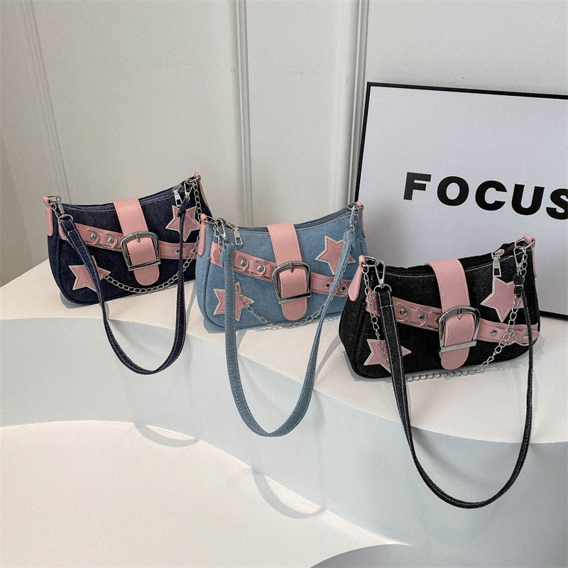 Women's Unique Sense Hot Denim Chain Portable Shoulder Bags