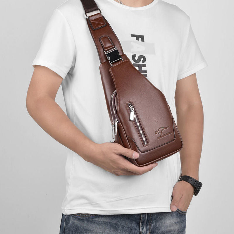 Men's Rechargeable Fashion Leather Waterproof Free Men's Chest Bags