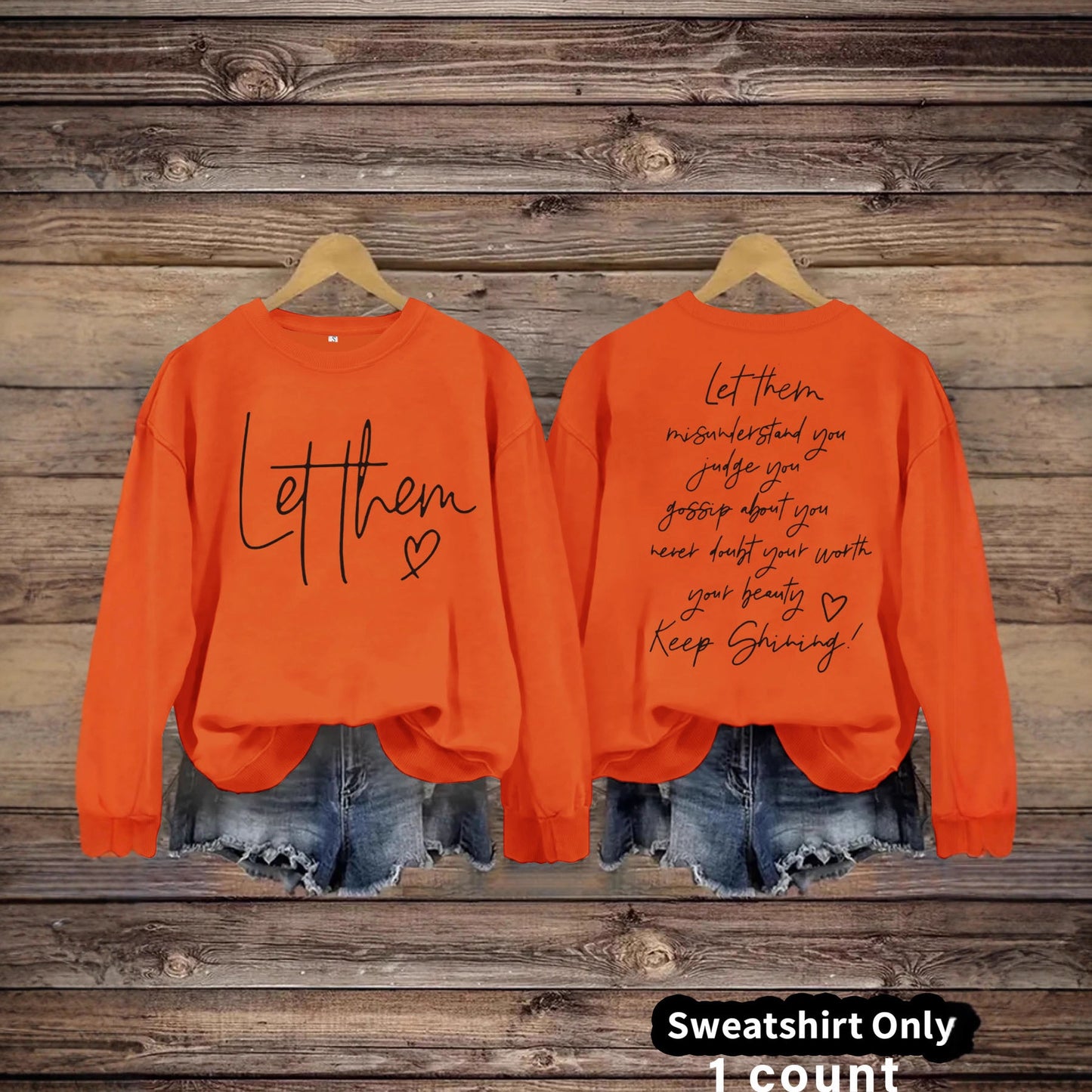 Women's Round Neck Letter Print Casual Loose Sweaters