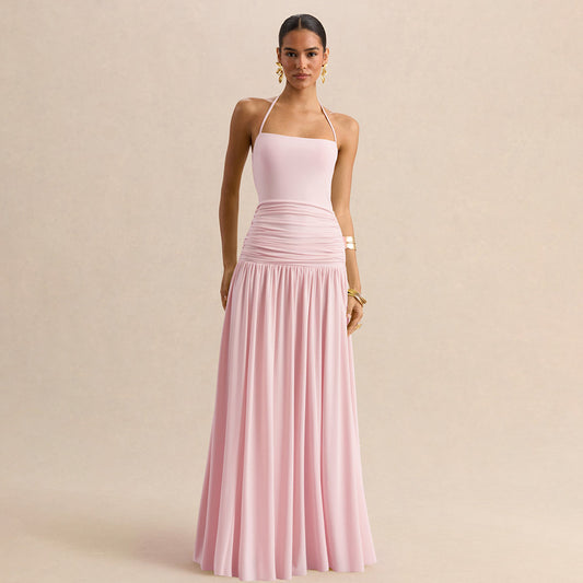 Women's Temperament Pure Color Tube Halter Backless Tops