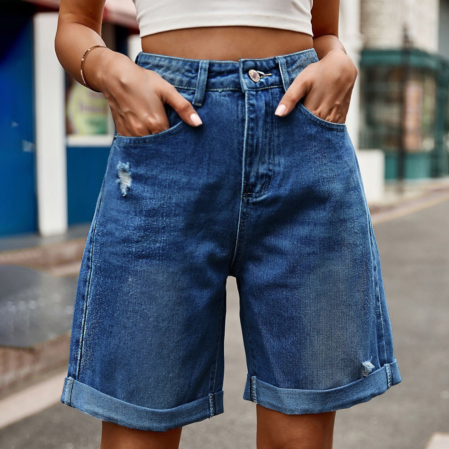 Women's Trade Ripped Curling Denim Casual Fashion Women's Jeans