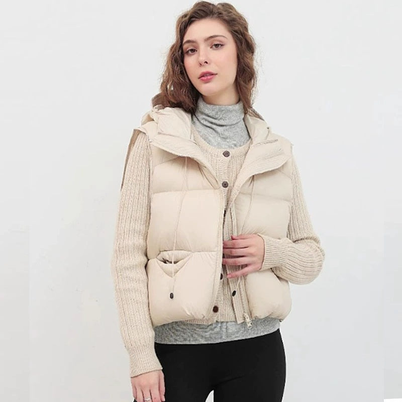 Women's Loose Puff Casual Temperament Wild White Vests