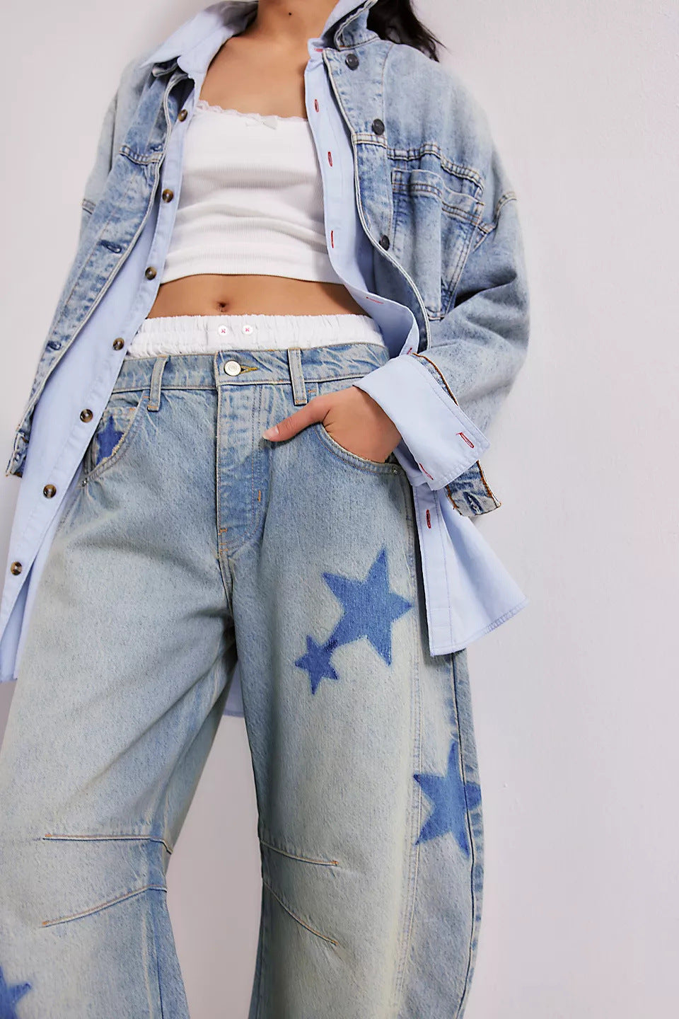 Women's Spring Casual Loose Mid Waist Tube-shaped Women's Jeans