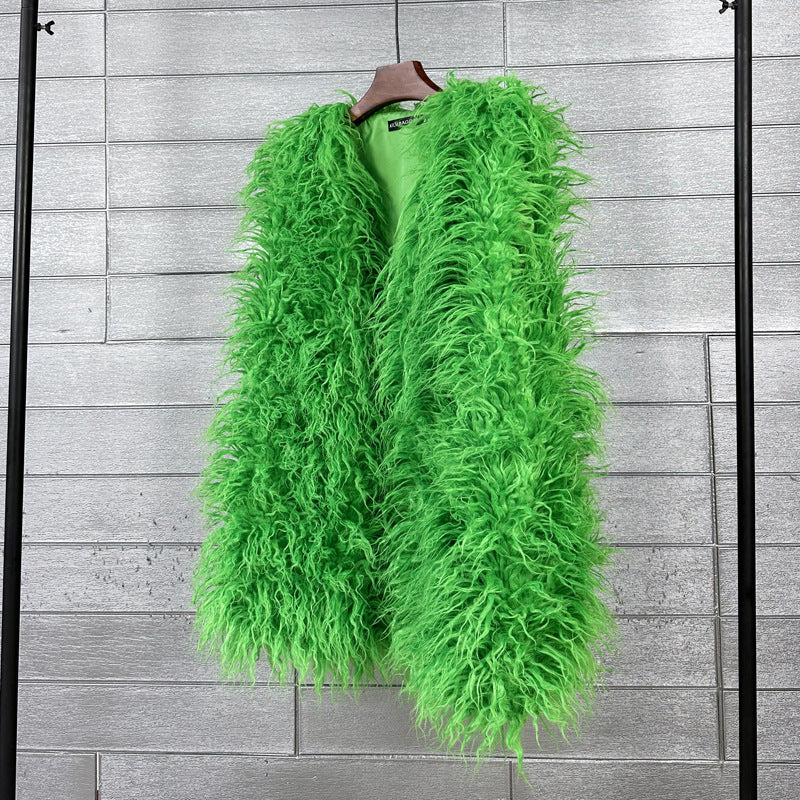 Women's Imitated Tibet Sheep Fur Mid-length Faux Coats