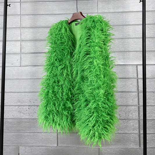 Women's Imitated Tibet Sheep Fur Mid-length Faux Coats
