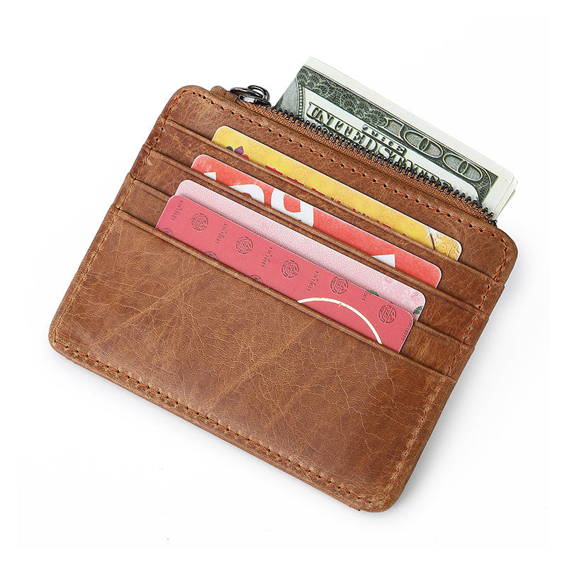 Women's Layer Cowhide Genuine Leather Change Mini Card Holder