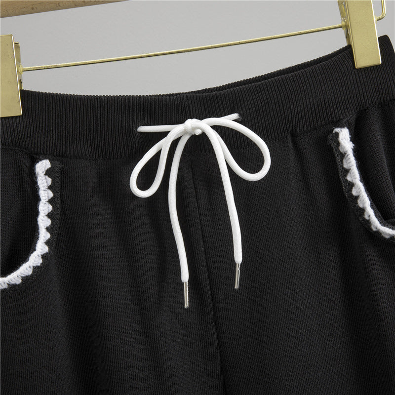 Women's Summer Knitted Short-sleeved Shirt Slimming Sports Fashion Casual Suit