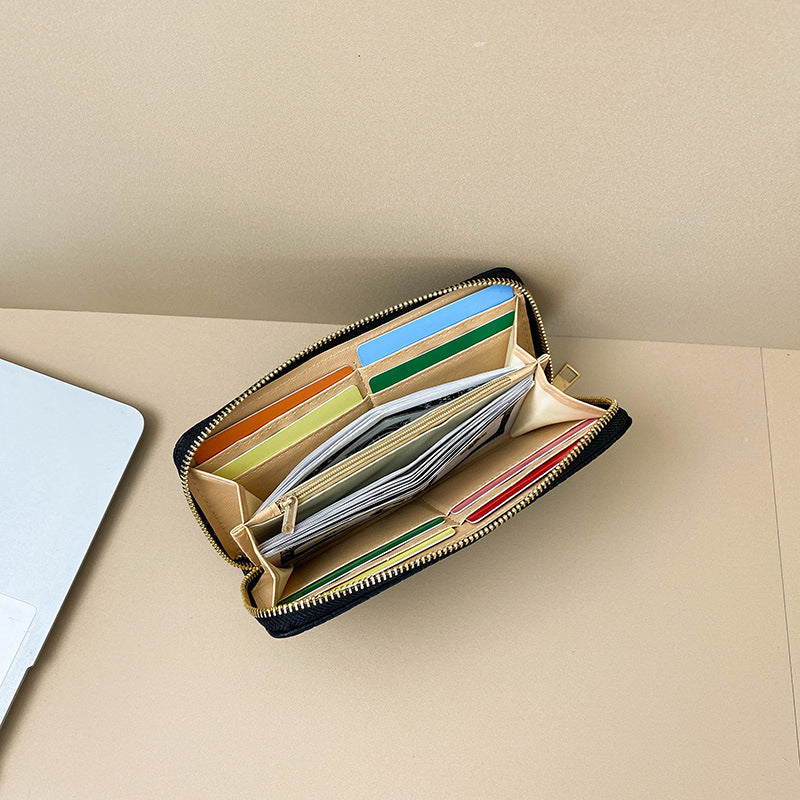 Women's Litchi Pattern Long Clutch Fashion Large Ladies Wallets