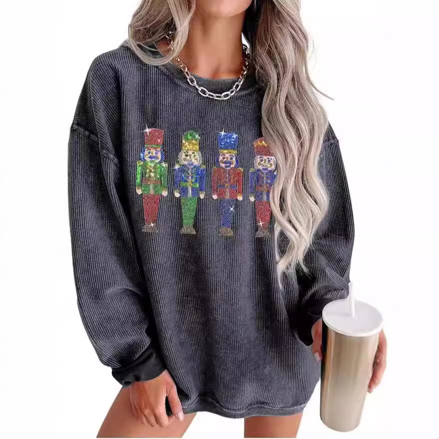 Women's Autumn Loose Round Neck Sequins Mid-length Sweaters