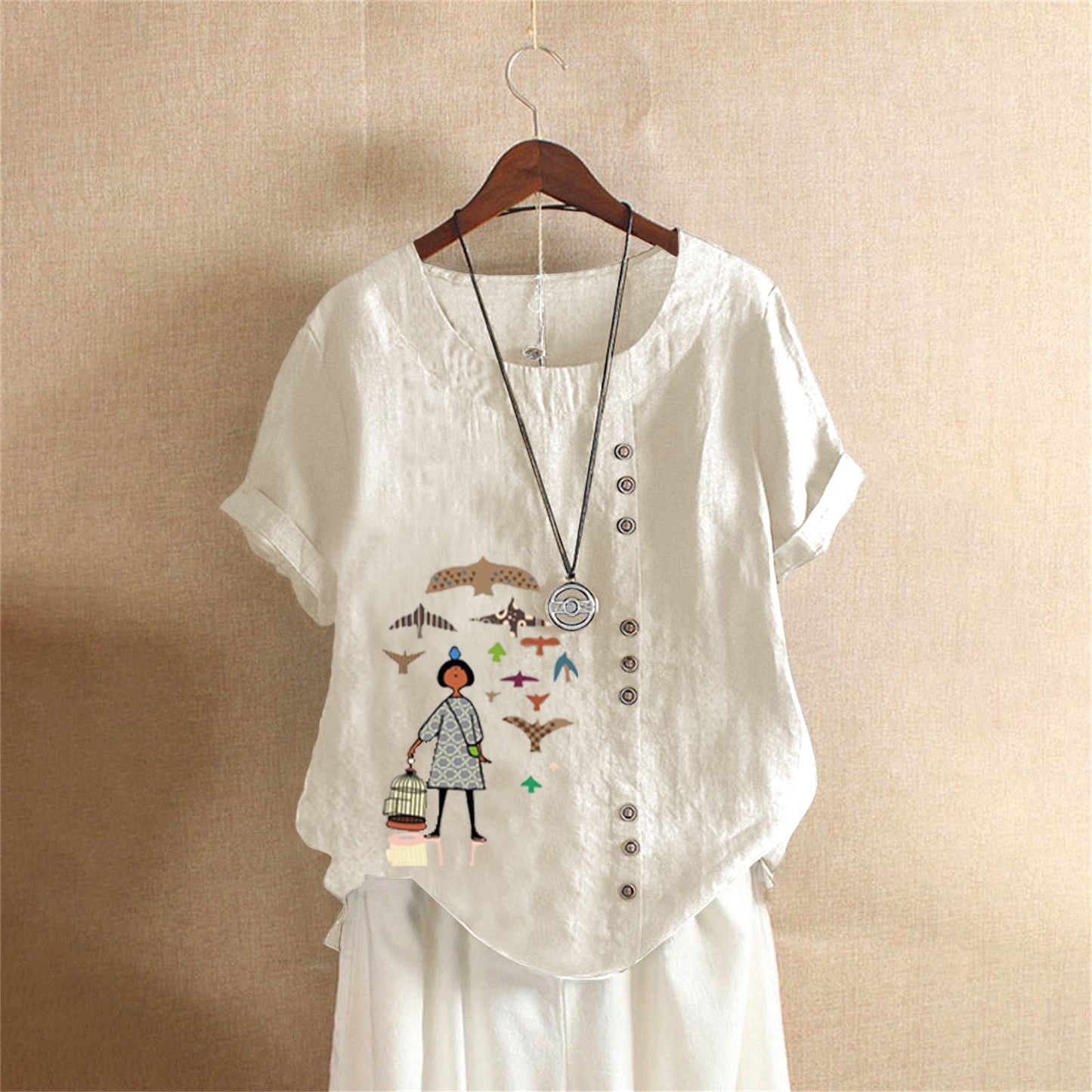 Women's Retro Large Casual Loose Cotton Linen Shorts