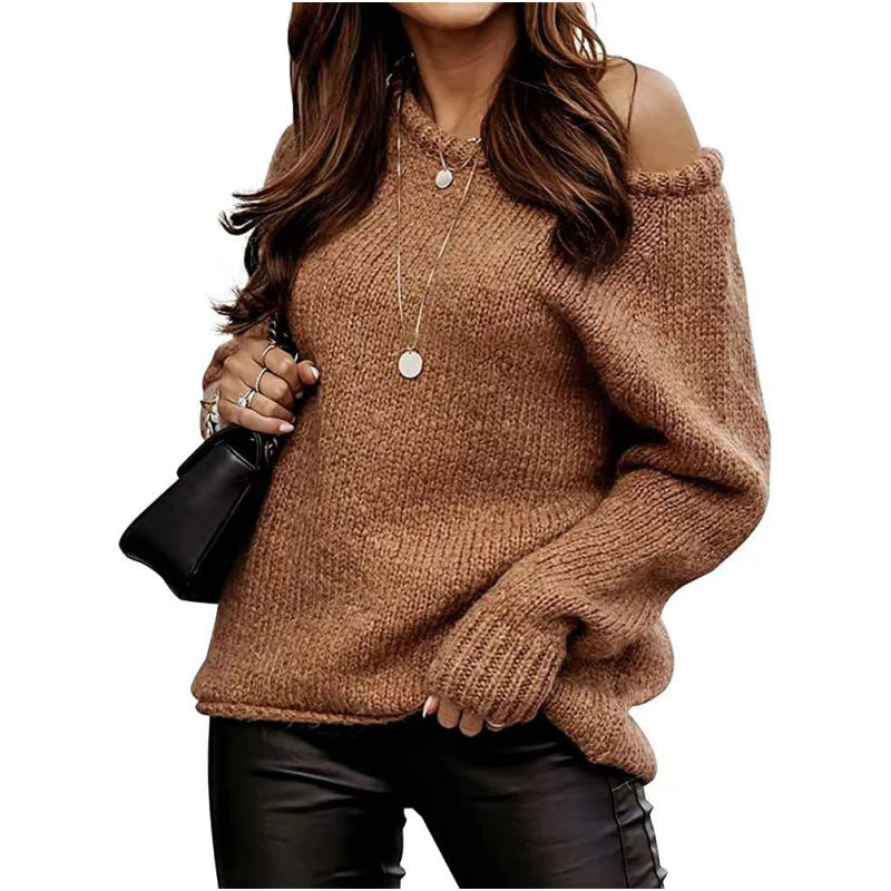 Women's Round Neck Pullover Solid Color Casual Sweaters