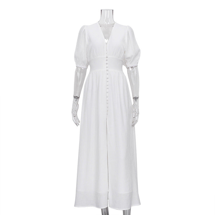 Dress Design Puff Sleeve Slimming Temperament Dresses