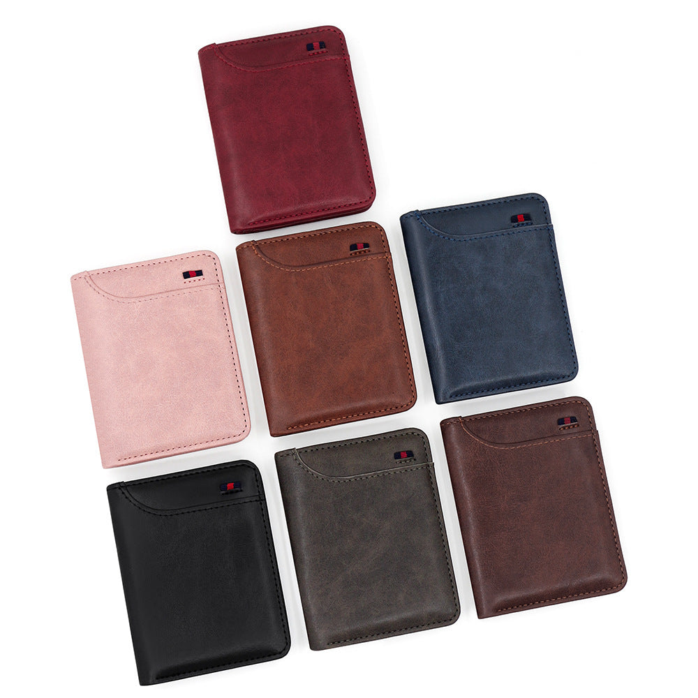 Men's Short Retro Two-fold Multiple Slots Oil Card Holder