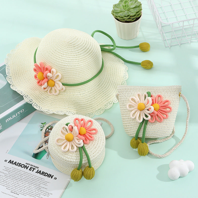 Women's & Children's Seaside Beach Weaving Straw Hat Pastoral Children's Coin Purse