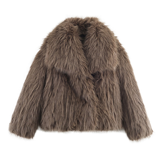 Innovative Versatile Autumn Lapel Furry Two-color Jackets