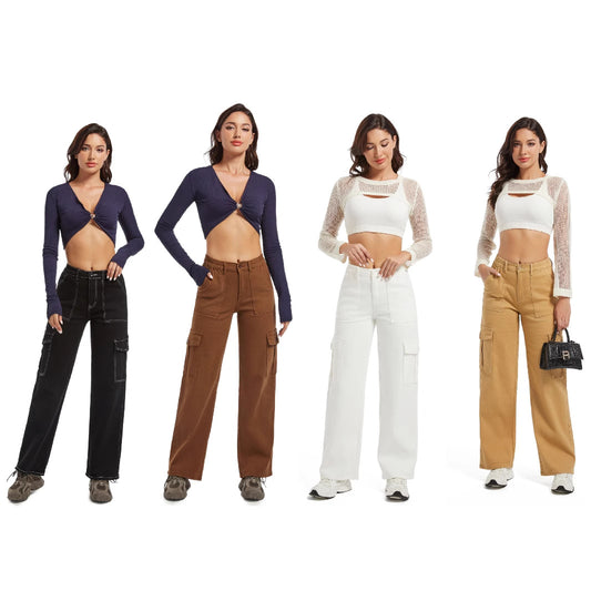 Women's Loose Trendy Trousers High Waist Work Jeans