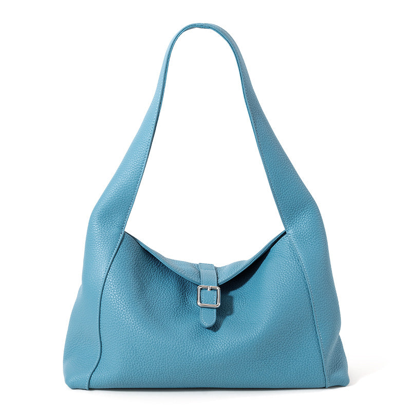 Women's First Layer Cowhide Underarm Lychee Handbags