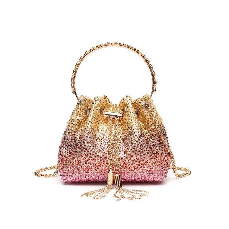 Women's Starry Gradient Tassel Portable Rhinestone Evening Bags