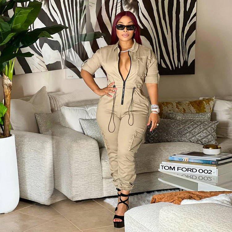 Autumn Fashion Bag One-piece Trousers Woven Jumpsuits