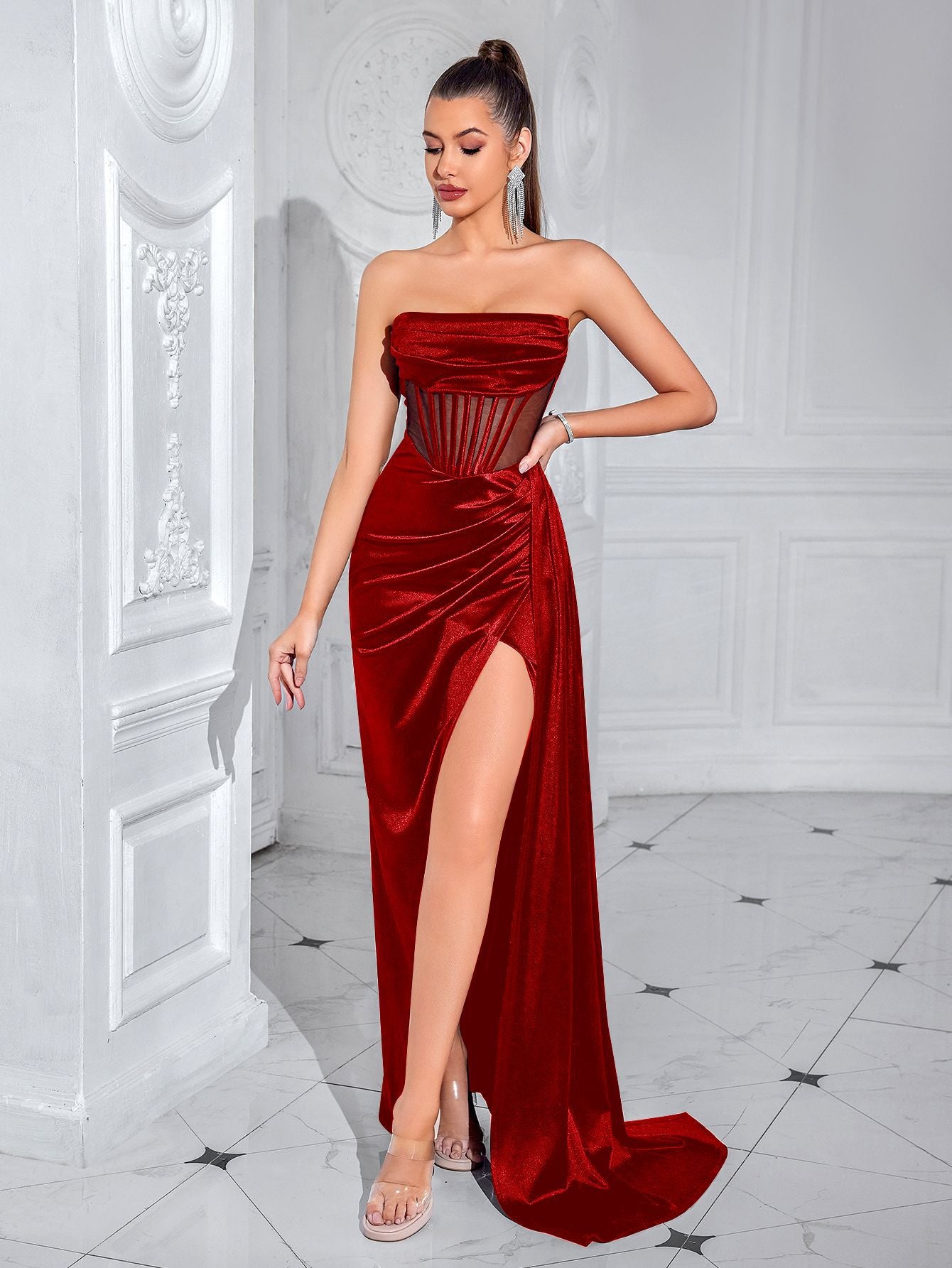 Women's Summer High-grade Dress Elastic Satin Fabric Dresses