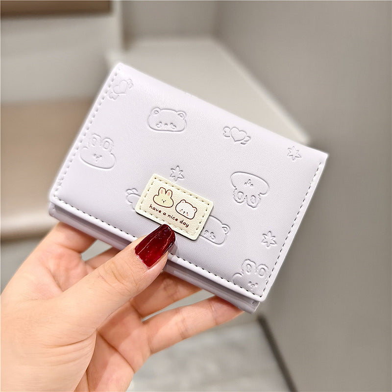 Korean Cartoon Cute Embossed Rabbit Bear Ladies Wallets