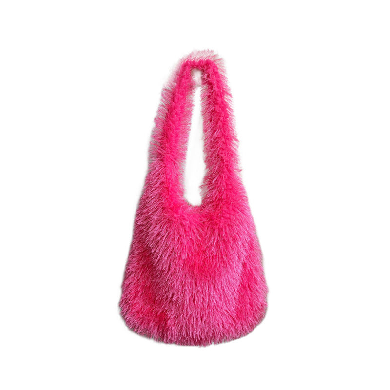 Large Capacity Cotton Candy Macaron Color Shoulder Bags