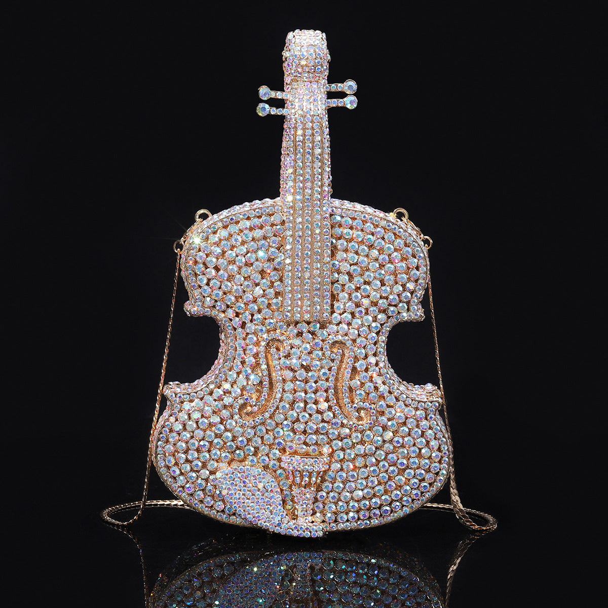 Shiny Champagne Bottle Rhinestone Bow Crystal Chain Evening Bags