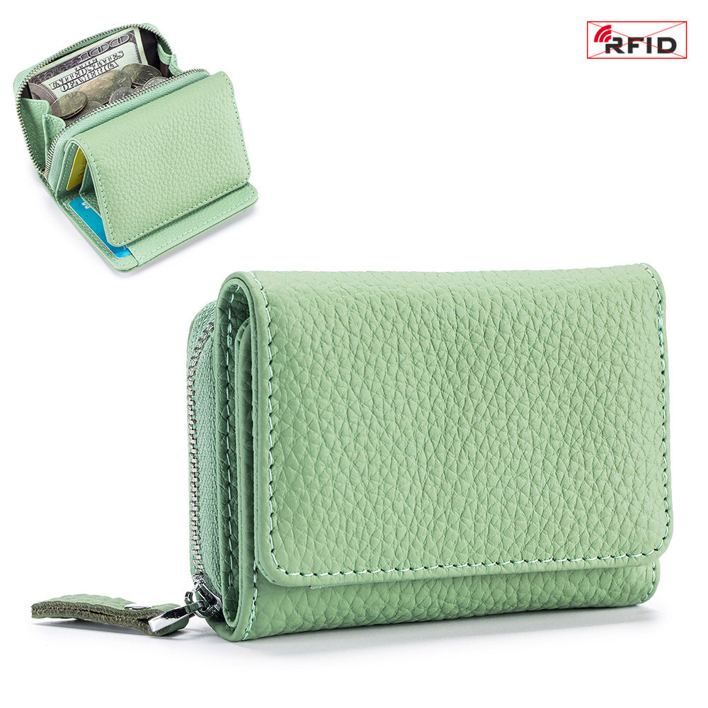 Women's Genuine Leather Style Short Three-fold Mini Ladies Wallets