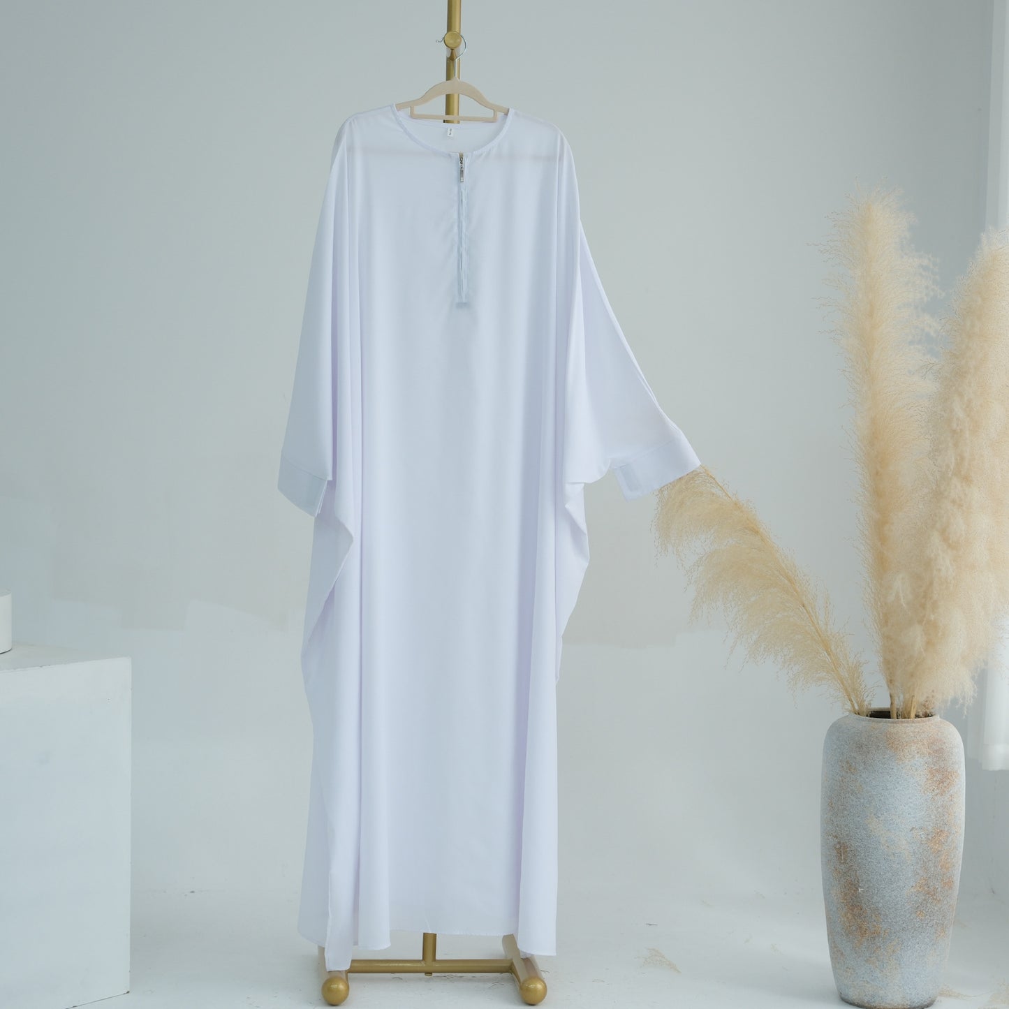 Swing Solid Color Batwing Sleeve Robe Dresses
