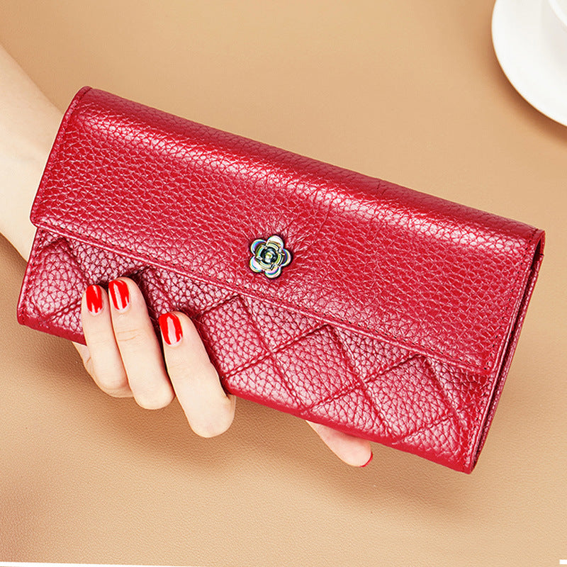 Long Genuine Leather Pure First Layer Ladies Wallets