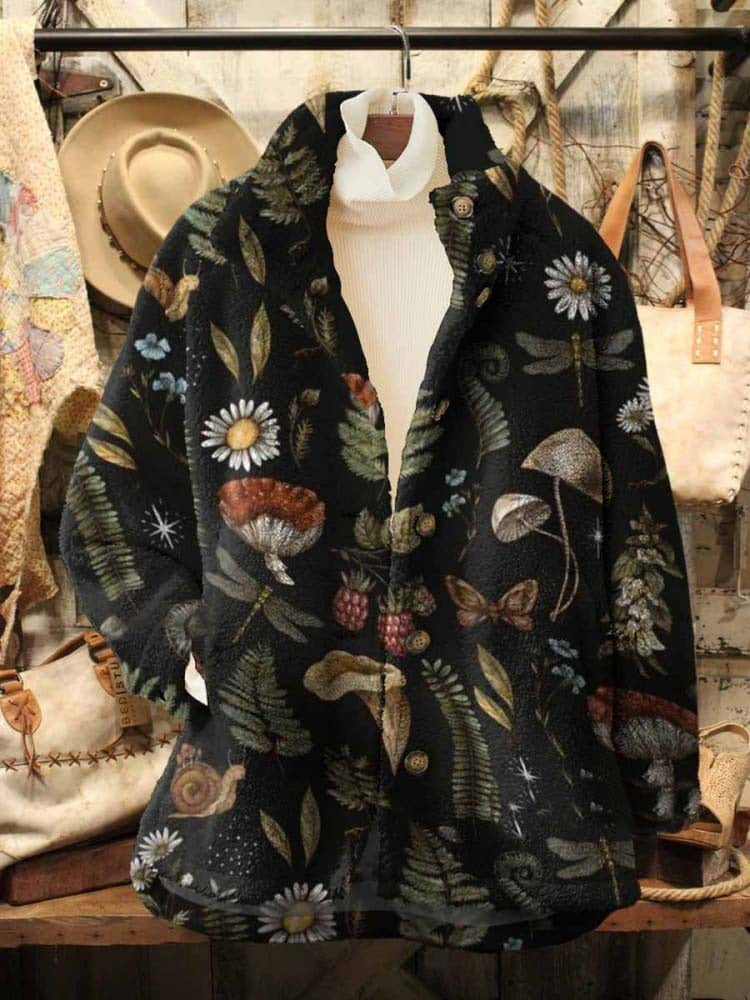 Women's Retro Fashion Digital Printing Polar Fleece Sweaters
