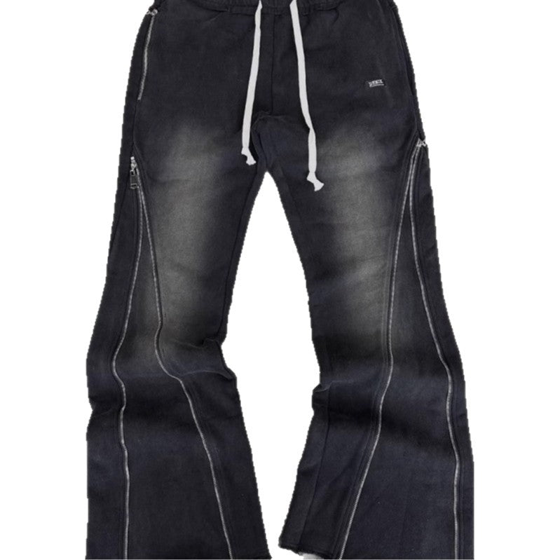 Trousers Knitted Zipper Design Street Style Minority Pants