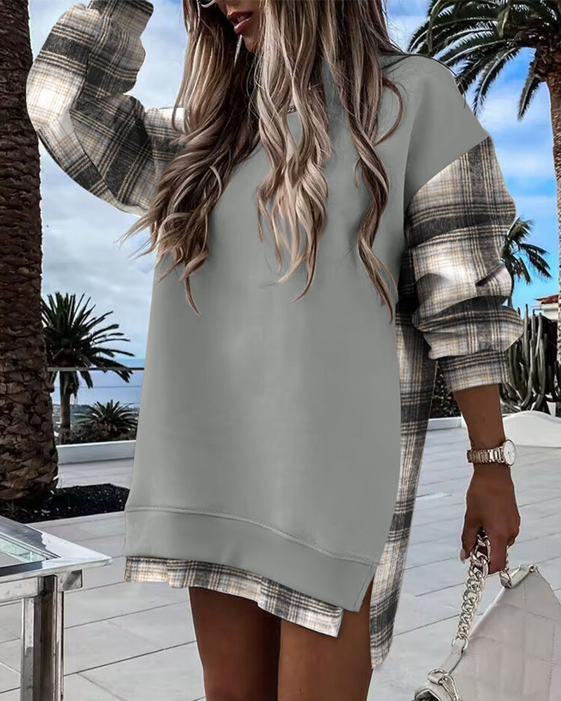 Women's Zipper Decorations Round Neck Dress Dresses