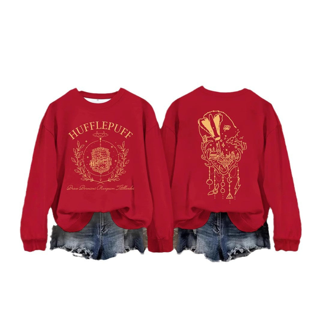 Printed Loose Base Long Sleeve Large Sweaters
