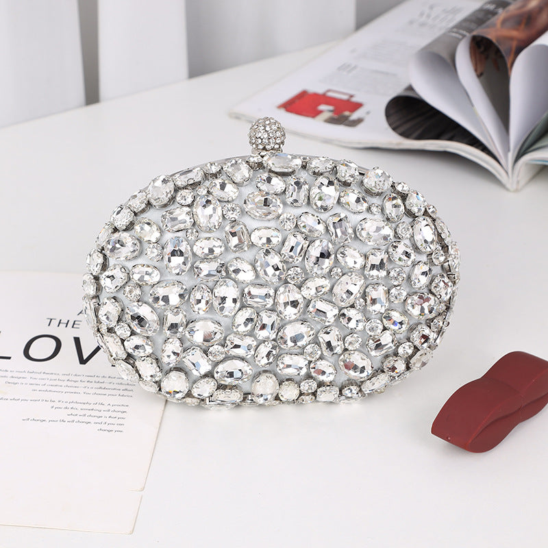Women's Embroidered Clutch Glass Stone Goose Egg-shaped Bags