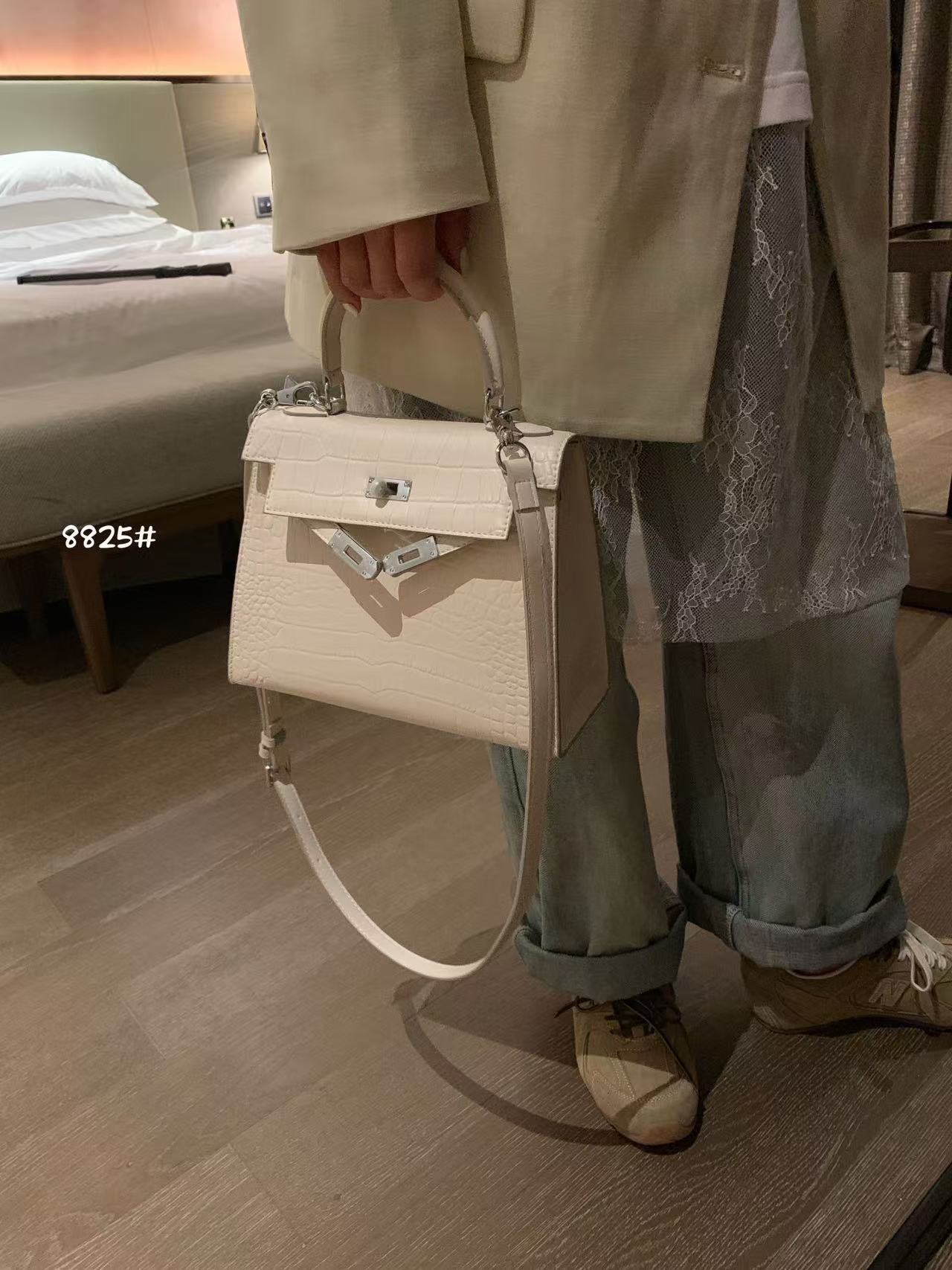 Women's Design Crocodile Pattern Portable Kelly Genuine Bags