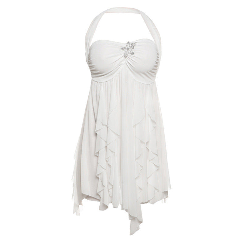 Women's Summer Sexy Halter Backless Irregular Dress Dresses
