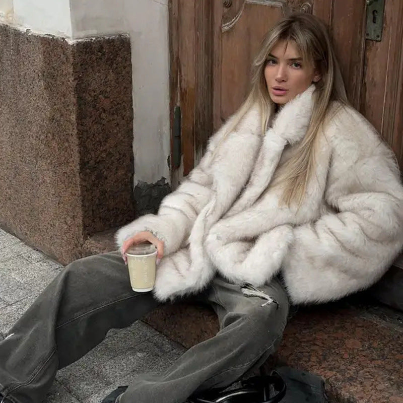 Women's Fur Fluffy Dyed Tip Fox Loose Coats