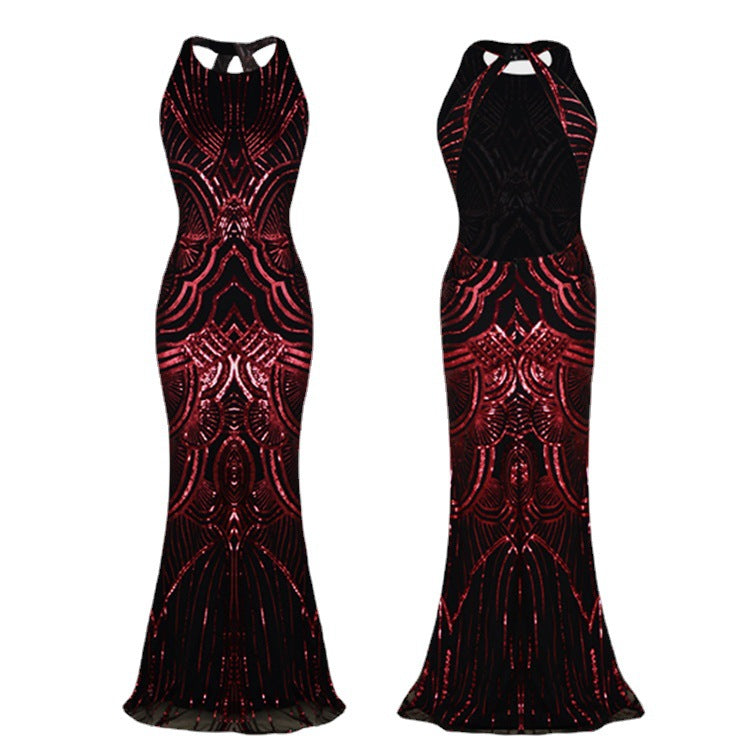 Women's Long Pearl Embroidery Dress Banquet Temperament Wedding Dresses