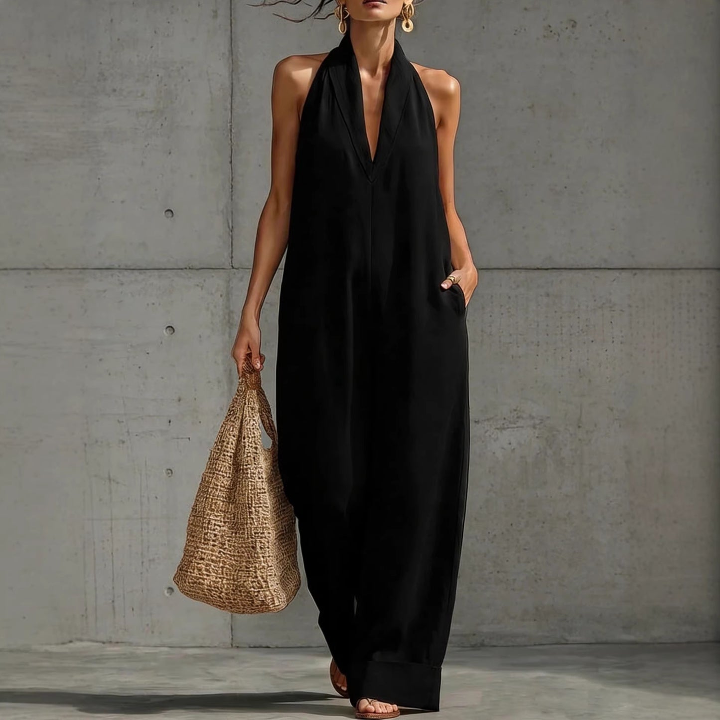 Women's Cotton Linen Simplicity Elegant Sleeveless Casual Women's Jumpsuit/clothing