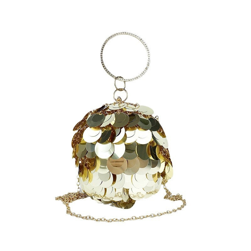Women's Round Spherical Metal Handmade Sequined Evening Bags