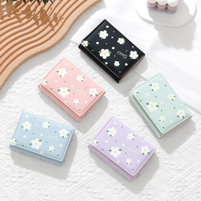 Women's Short Type Simple Creative Cute Flowers Ladies Wallets