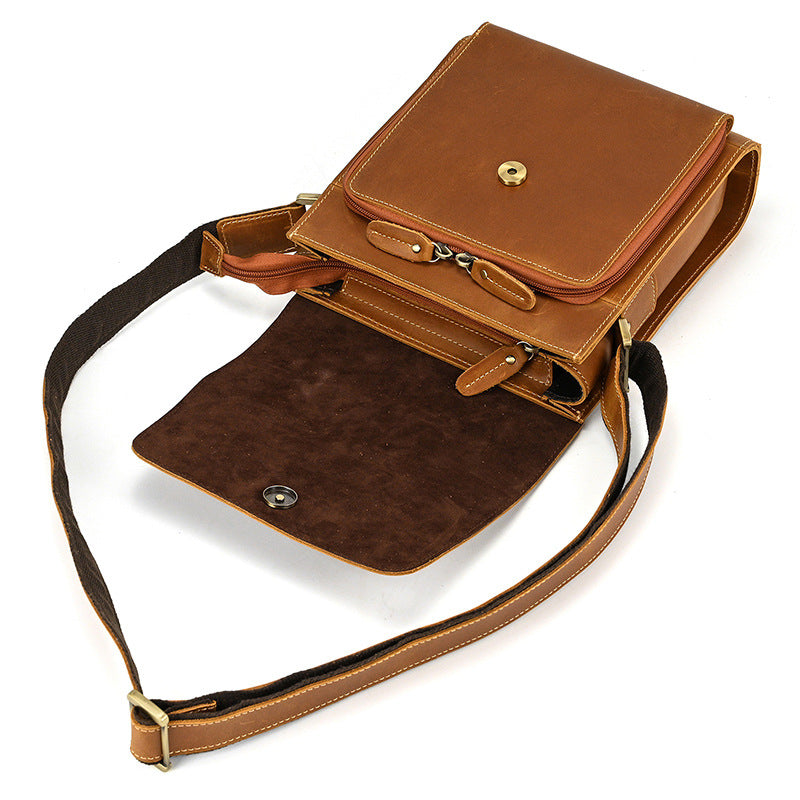 Men's Leather Crazy Horse First Layer Cowhide Men's Shoulder Bags