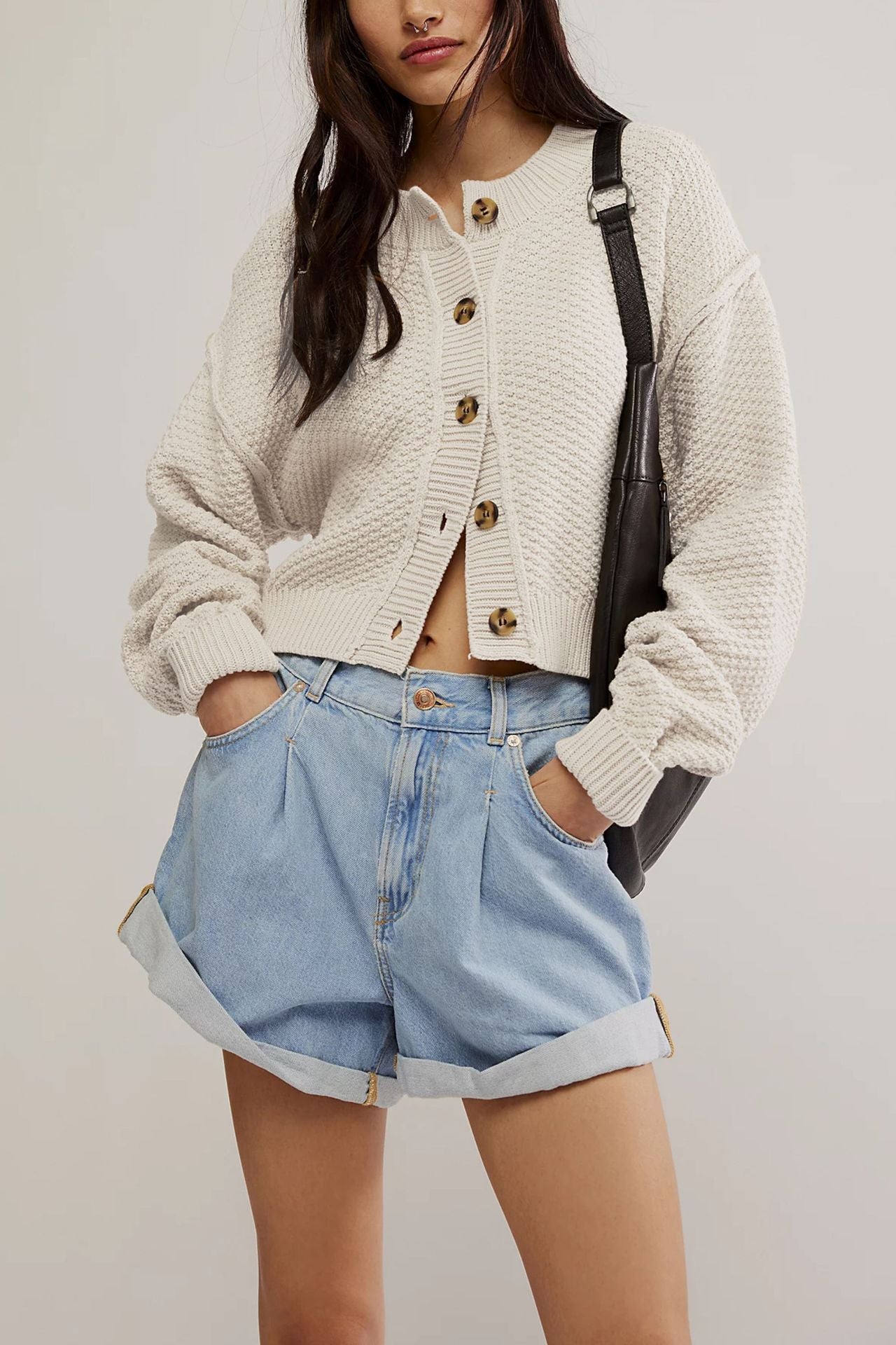 Women's Fashion Loose Single Row Button Sweaters
