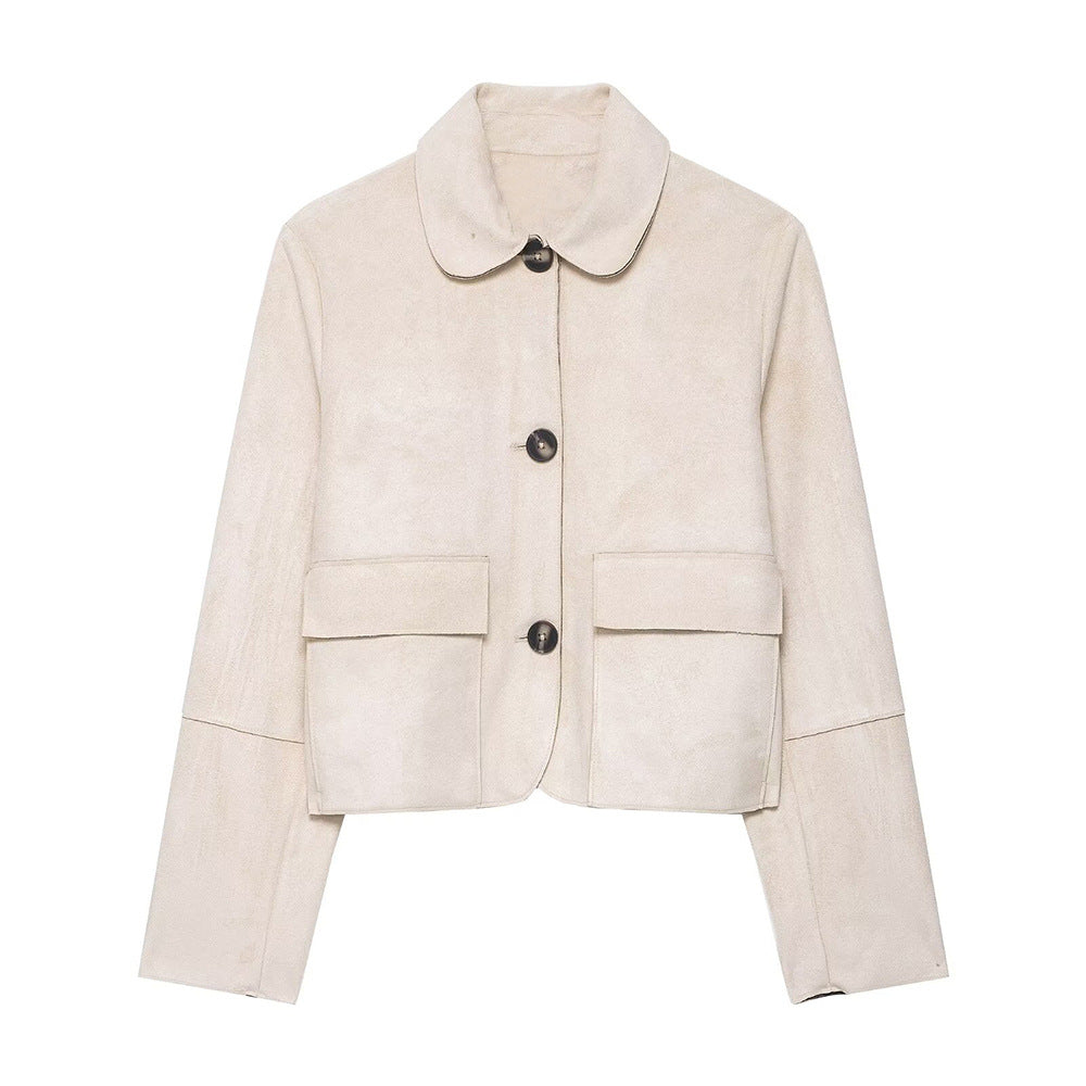 Women's Refined Stylish Versatile Minimalist Design Suede Jackets